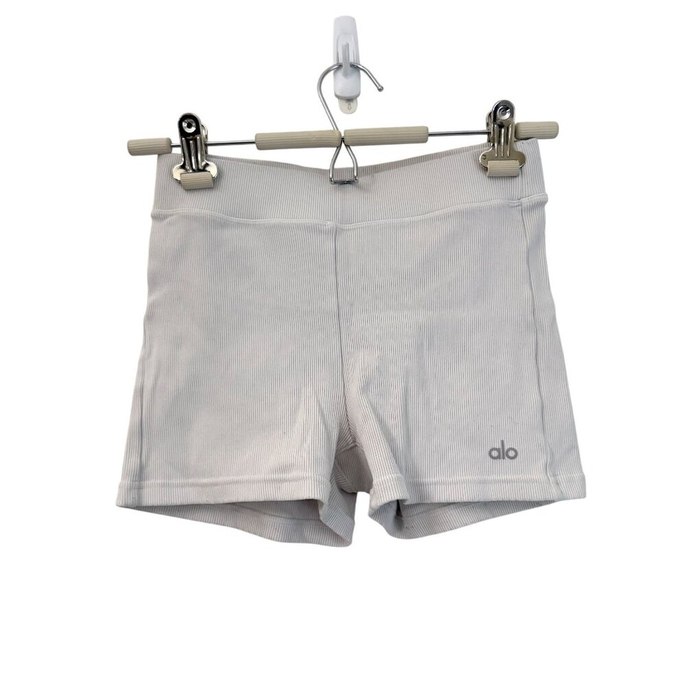 Alo White Ribbed Mini Athletic Shorts Womens Size Small